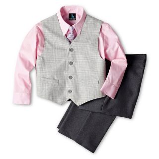 Steve Harvey Glen Plaid Vest, Shirt, Pants & Tie Set   Boys 6 18, Gry Pd Pnk,