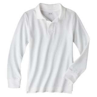 Cherokee Boys School Uniform Long Sleeve Pique Polo   True White L