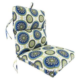 Outdoor Universal Chair Cushion   Blue/Green/Yellow Geometric