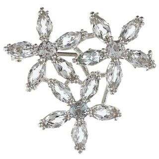 Tacori Bridal Evening Sterling Silver and White Topaz Marquise Broach Tacori Designer Brooches & Pins