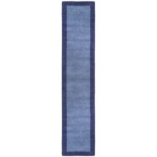 Blue Border Pulse Hand Tufted Wool Runner 2.5x12