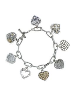 Gold & Silver Hearts Charm Link Bracelet, 7.5