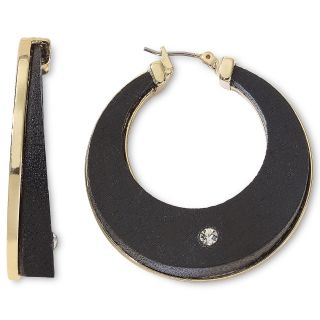 LIZ CLAIBORNE Gold Tone & Wood Hoop Earrings