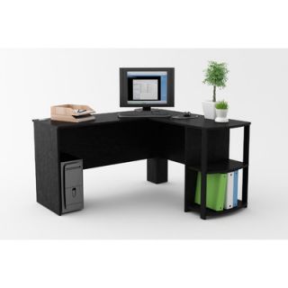 Ameriwood Corner Desk with 2 Shelves 9354026PCOM Finish  Black Ebony Ash