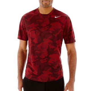 Nike Camo Running Top, Red/Black, Mens