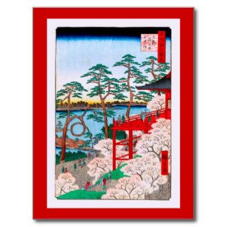 歌川広重 Kiyomizu Hall, Shinobazu Pond, Hiroshige Postcard