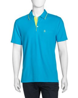 Mearl Contrast Trim Polo Shirt, Vivid Blue
