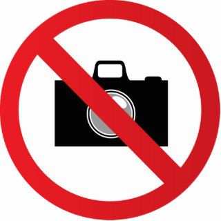 Warning sign no camera photo sculpture