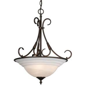 Illumine 3 Light Rubbed Bronze Pendant with Ridged Marbled Glass Shade DISCONTINUED CLI GO85053PRBZ