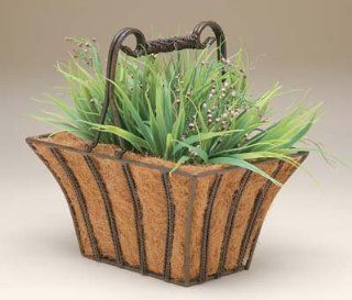 Deer Park BA127 Rectangular Twist Basket with Cocoa Moss Liner  Hanging Planters  Patio, Lawn & Garden