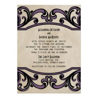 Purple Gothic Swirls Wedding Invite