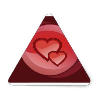 Two hearts in a red circle triangle sticker