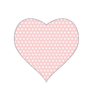 White Polka Dots on Pale Pink Heart Stickers