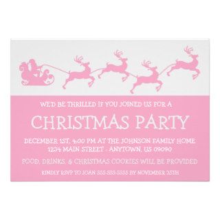 Silhouette Santa's Sleigh Invitations (Pink)