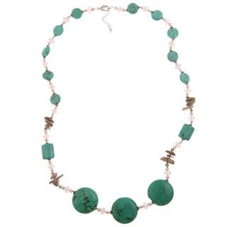 Pearlz Ocean Turquoise Howlite, Jasper and FW Pearl Necklace (3 mm) Pearlz Ocean Gemstone Necklaces