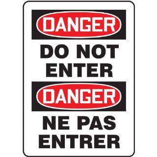 Accuform Signs FBMADM129VP Plastic French Bilingual Sign, Legend "DANGER DO NOT ENTER/DANGER NE PAS ENTRER", 14" Width x 20" Length, Black/Red on White Industrial Warning Signs