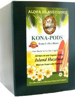 Hazelnut, Organic Pure Kona Blend Coffee Pods, 24 Pods, From Aloha Island Coffee  Grocery & Gourmet Food