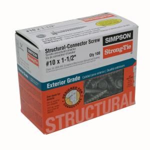Simpson Strong Tie #10 1 1/2 in. External Hex Flange Hex Head Structural Connector Screw (100 Pack) SD10112R100