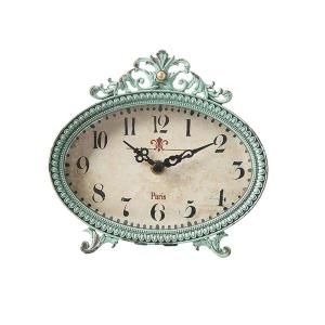 Home Decorators Collection Lily 6.25 in. H x 6.5 in. W Aqua Table Clock 1679800330