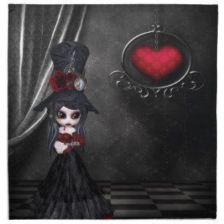 Steampunk Goth Girl & Heart Napkins