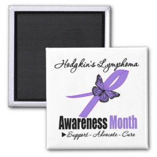 Hodgkins Lymphoma Awareness Month Ribbon Butterfly Magnets