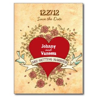 Rock 'n' Roll Wedding (Roses) Save the Date Postcard