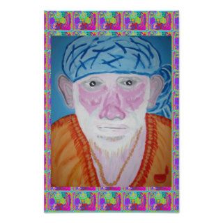 SAI BABA Portrait by Navin  Reiki in background Posters