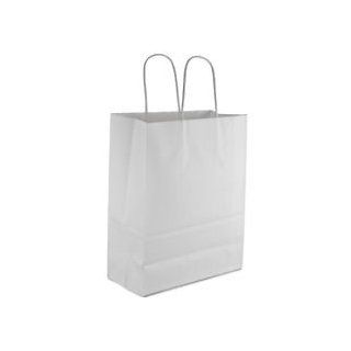 White Paper Bag with Handle 15/pack . 9 x 13 x 5 3/4 Revised High Quality