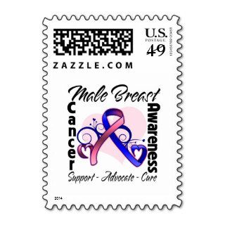 Heart Ribbon   Male Breast Cancer Awareness Stamp