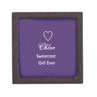 Sweetest Girl Ever Royal Purple Polka Dot Gift Set Premium Jewelry Box