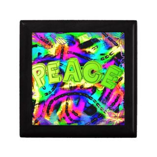 Bright Colored Abstract art Peace Sign Keepsake Box