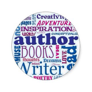 All About Authors blue Stickers