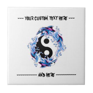 Cool cartoon tattoo symbol Yin Yang Dolphins Tiles