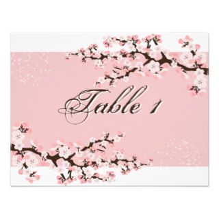Table Number Wedding Card   Pink Cherry Blossom Personalized Invite
