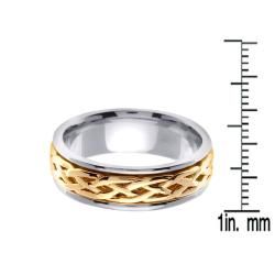 14k Two tone Gold Men's Celtic Knot Wedding Band Men's Rings
