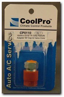 CoolPro R 134a Adapter With Red Cap and Valve Core, 16mm x 3/16" (CP0110) Automotive