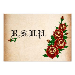 Tattoo Rose Wedding RSVP Cards Personalized Announcement