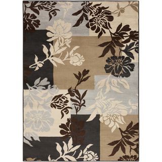 Floral Squares Chocolate Brown Rug (7'9 x 11'2) 7x9   10x14 Rugs