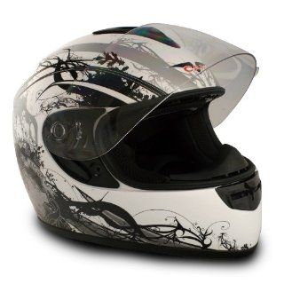 VCAN V136 Full Face Helmet (Silver, Large) Automotive