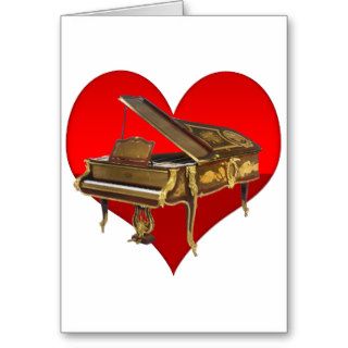 Antique Baby Grand Piano Red Heart Cards