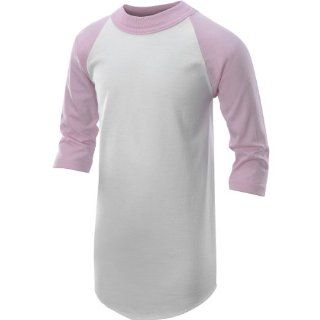 Soffe Youth Baseball Jersey Tee (Medium, White/Pink) Clothing