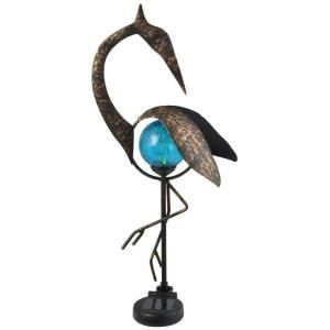 Moonrays Outdoor Antique Bronze Solar Powered Color Changing LED Back Facing Crane Stake Light DISCONTINUED 92222