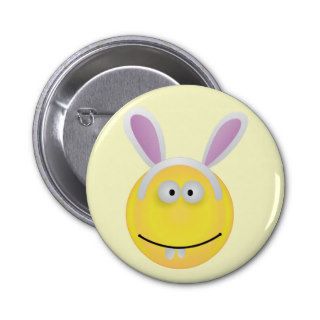 Happy Smiley Face   Happy Bunny Rabbit Ears Button