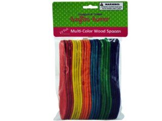 Multi colored wood spoons   125 pack 