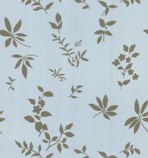 Brewster 141 62128 Silhouette Leaves and Flowers Wallpaper, Light Blue    