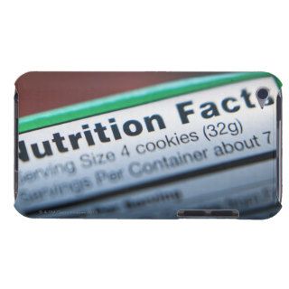 Close up of nutrition information iPod touch cover