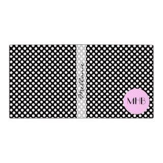 Monogram   Polka Dots, Spots   White Black Pink Vinyl Binders