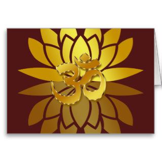 OM Omkara and Gold Colored Lotus Flower Cards