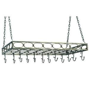 Old Dutch 36 in. x 17.75 in. x 3.25 in. Antique Pewter Rectangular Pot Rack with 16 Hooks 105PW