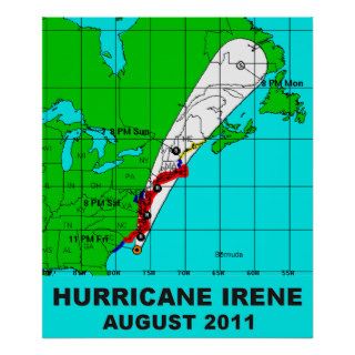 Hurricane Irene Path August 2011 Poster Print 36 b
